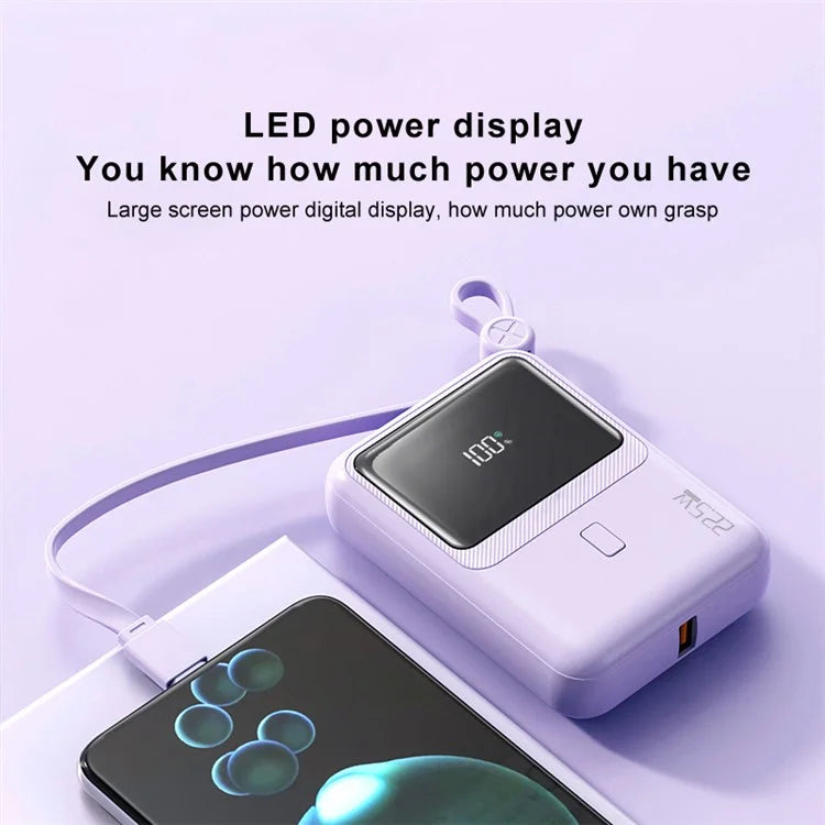 ZUZG ZP-J45X 22.5W+PD 20W Cabled Super Fast Charging Power Bank 10000mAh Portable Phone Charger