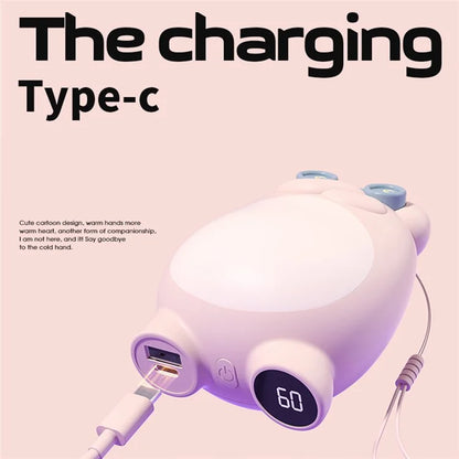 Cute Frog Shape Heating Power Bank 5600mAh Portable Phone Charger Hand Warmer Battery Pack