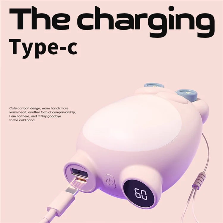 Cute Frog Shape Heating Power Bank 5600mAh Portable Phone Charger Hand Warmer Battery Pack