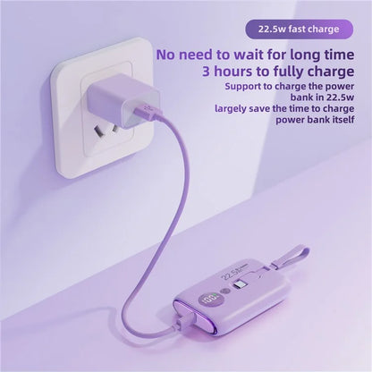 ROISKIN K0092 10000mAh Cabled Power Bank Digital Display Portable Phone Battery Pack