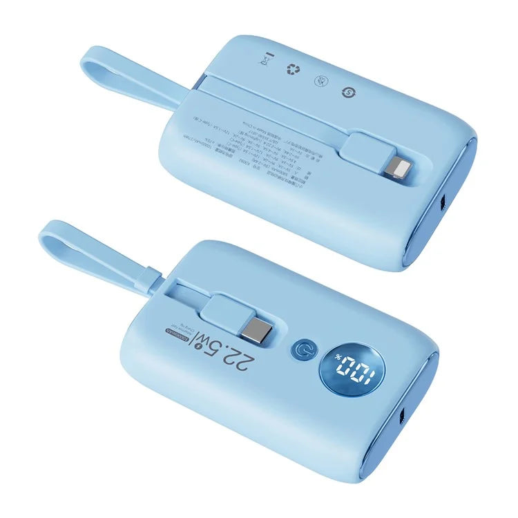 ROISKIN K0092 10000mAh Cabled Power Bank Digital Display Portable Phone Battery Pack