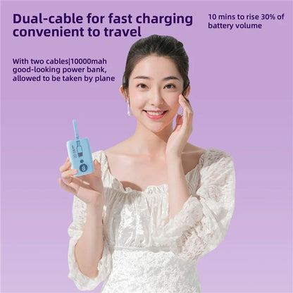 ROISKIN K0092 10000mAh Cabled Power Bank Digital Display Portable Phone Battery Pack