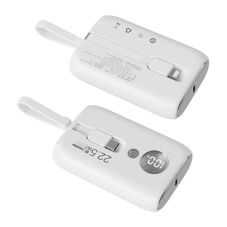 ROISKIN K0092 10000mAh Cabled Power Bank Digital Display Portable Phone Battery Pack
