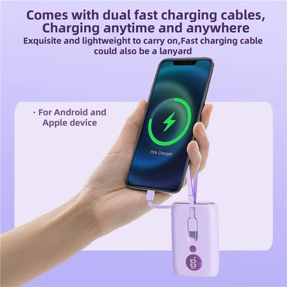 ROISKIN K0094 10000mAh Cabled Power Bank Digital Display Phone Charger Portable Battery Pack