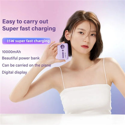 ROISKIN K0095 10000mAh Digital Display Power Bank Portable Cell Phone Charger External Battery Pack