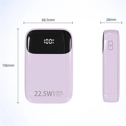 ROISKIN K0087 10000mAh Cabled Power Bank Digital Display Portable Phone Charger External Battery Pack
