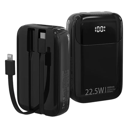 ROISKIN K0087 10000mAh Cabled Power Bank Digital Display Portable Phone Charger External Battery Pack