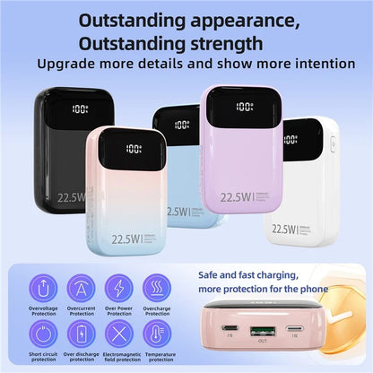 ROISKIN K0087 10000mAh Cabled Power Bank Digital Display Portable Phone Charger External Battery Pack