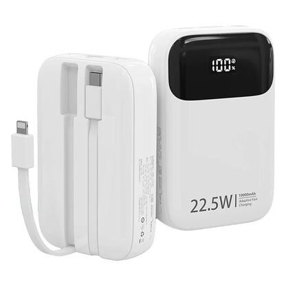 ROISKIN K0087 10000mAh Cabled Power Bank Digital Display Portable Phone Charger External Battery Pack