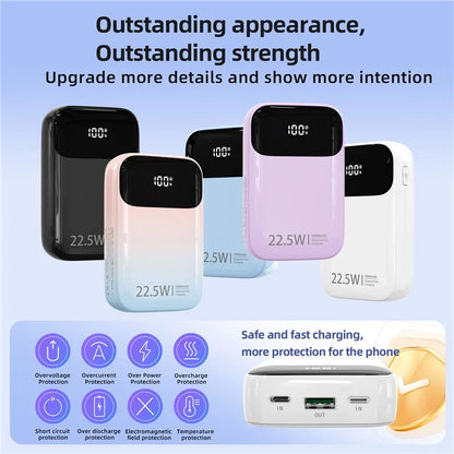 ROISKIN K0087 10000mAh Cabled Power Bank Digital Display Portable Phone Charger External Battery Pack