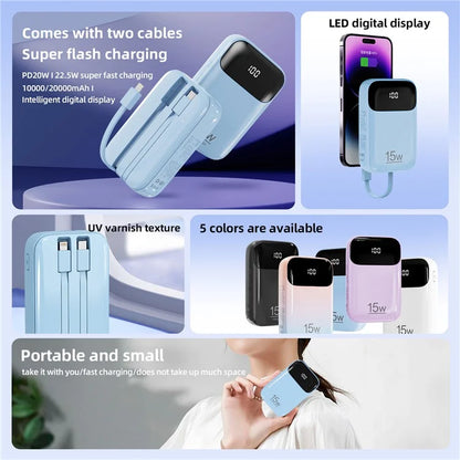 ROISKIN K0090 20000mAh Power Bank Phone Charger External Battery with iP /  Type-C Cable