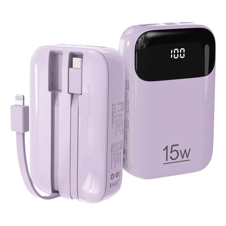 ROISKIN K0090 20000mAh Power Bank Phone Charger External Battery with iP /  Type-C Cable