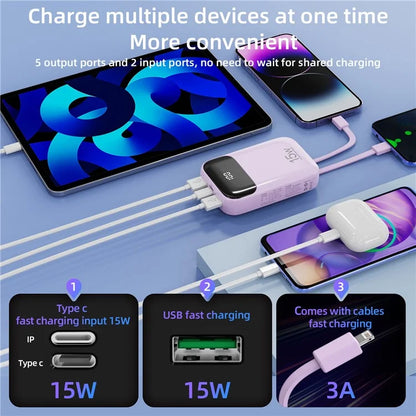 ROISKIN K0090 20000mAh Power Bank Phone Charger External Battery with iP /  Type-C Cable