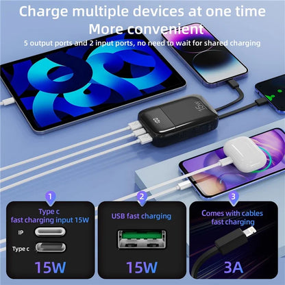 ROISKIN K0090 20000mAh Power Bank Phone Charger External Battery with iP /  Type-C Cable