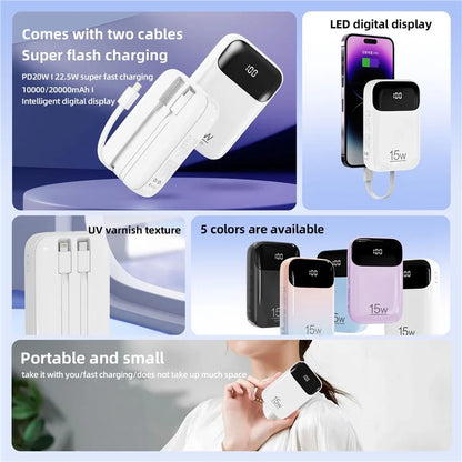 ROISKIN K0090 20000mAh Power Bank Phone Charger External Battery with iP /  Type-C Cable
