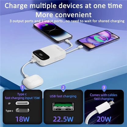 ROISKIN K0088 20000mAh Power Bank Digital Display Phone External Battery with iP /  Type-C Cable