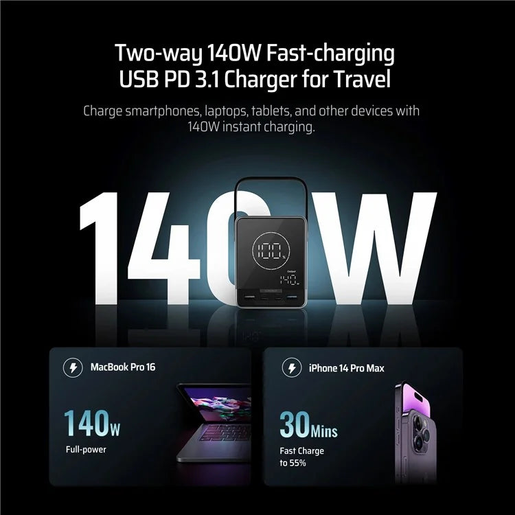 CUKTECH P01 40000mAh Power Bank with 2 USB+2 Type-C, 300W MAX P+Series Portable Phone Charger External Battery (No. 30)
