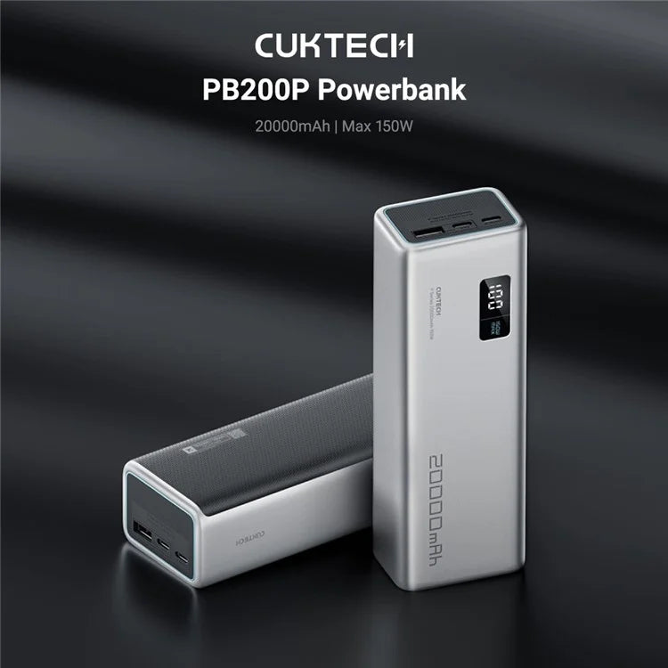 CUKTECH PB200P 150W Cell Phone Power Bank No. 15 P+Series 20000mAh Portable Phone Charger with 2 Type-C+1USB Ports