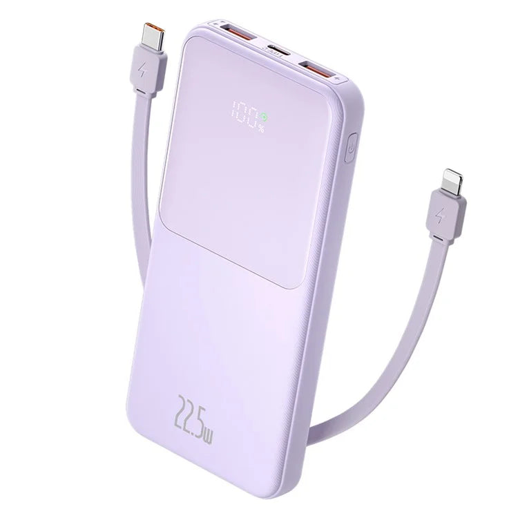 ZUZG-J46-10000mAh Phone Power Bank QC 22.5W+PD 20W Fast Charging Battery Charger with Cable Digital Display