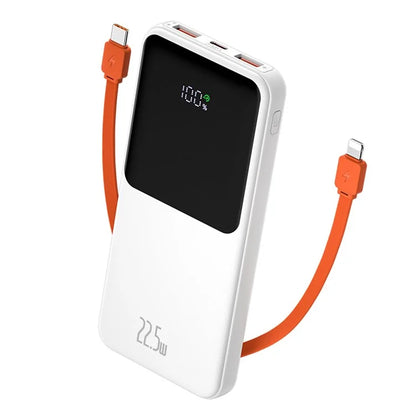 ZUZG-J46-10000mAh Phone Power Bank QC 22.5W+PD 20W Fast Charging Battery Charger with Cable Digital Display