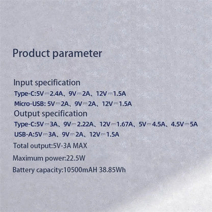 PISEN TS-D314 Digital Display 22.5W Power Bank 10500mAh PD 20W Portable Charger for Cell Phones