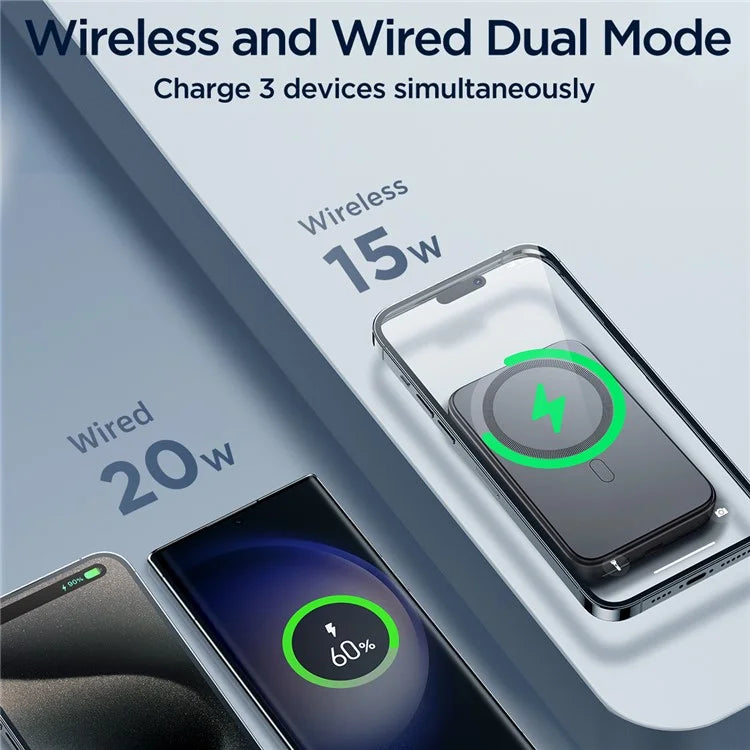 JOYROOM JR-W020 20W Magnetic Wireless Phone Charger Power Bank 10000mAh PD Fast Charging