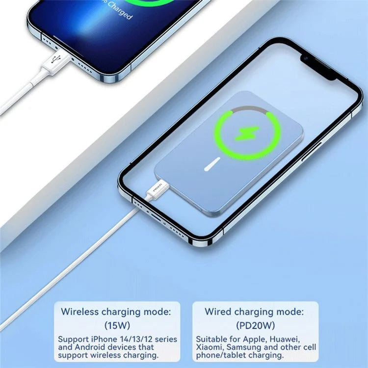 C10 10000mAh Aluminum Alloy Power Bank Portable 15W Magnetic Wireless Charger