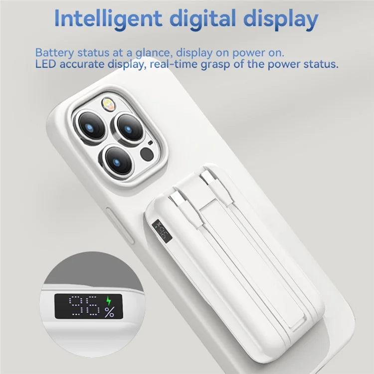 S10 10000mAh Phone Power Bank Magnetic Wireless Charger with Type-C / 8Pin Cable