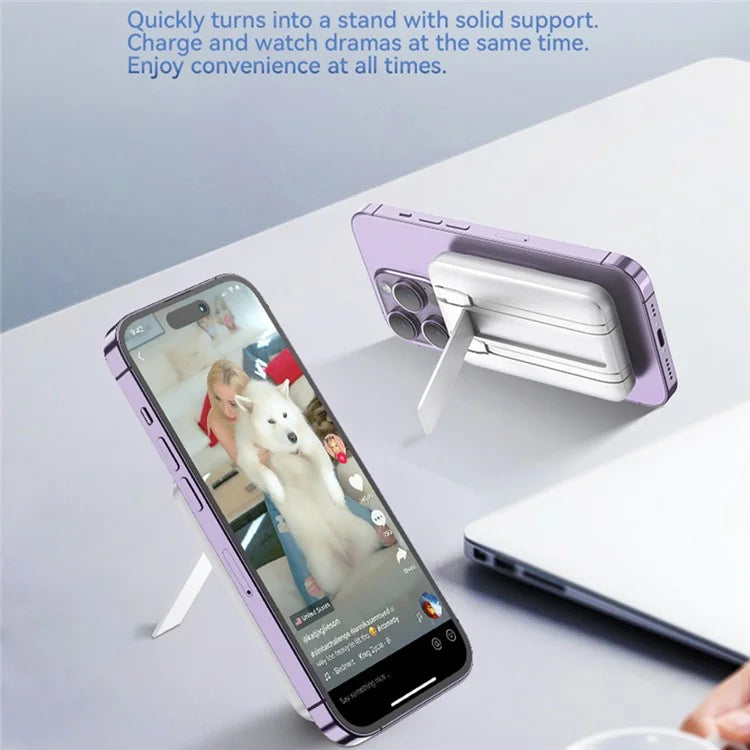S10 10000mAh Phone Power Bank Magnetic Wireless Charger with Type-C / 8Pin Cable
