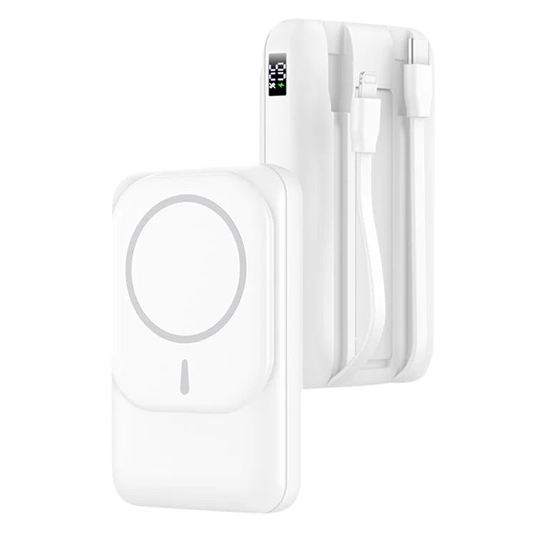 S10 10000mAh Phone Power Bank Magnetic Wireless Charger with Type-C / 8Pin Cable