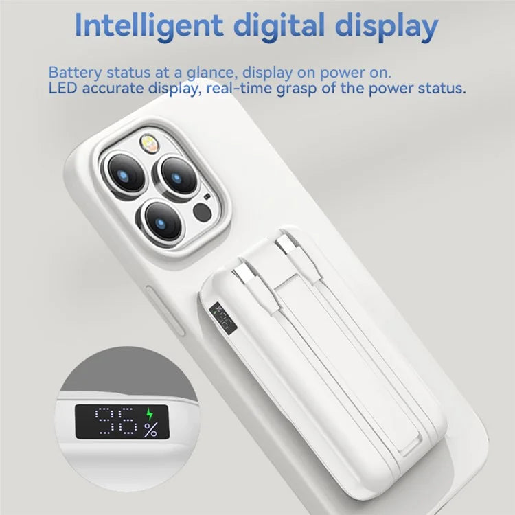 S10 10000mAh Phone Power Bank Magnetic Wireless Charger with Type-C / 8Pin Cable