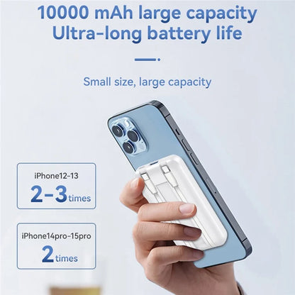 S10 10000mAh Phone Power Bank Magnetic Wireless Charger with Type-C / 8Pin Cable