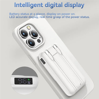 S10 10000mAh Phone Power Bank Magnetic Wireless Charger with Type-C / 8Pin Cable