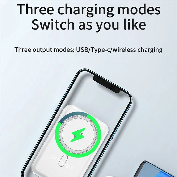 WIWU SC10000WHT Snap Cube Power Bank 10000mAh Magnetic Phone Battery Charger for iPhone 12-15 Series
