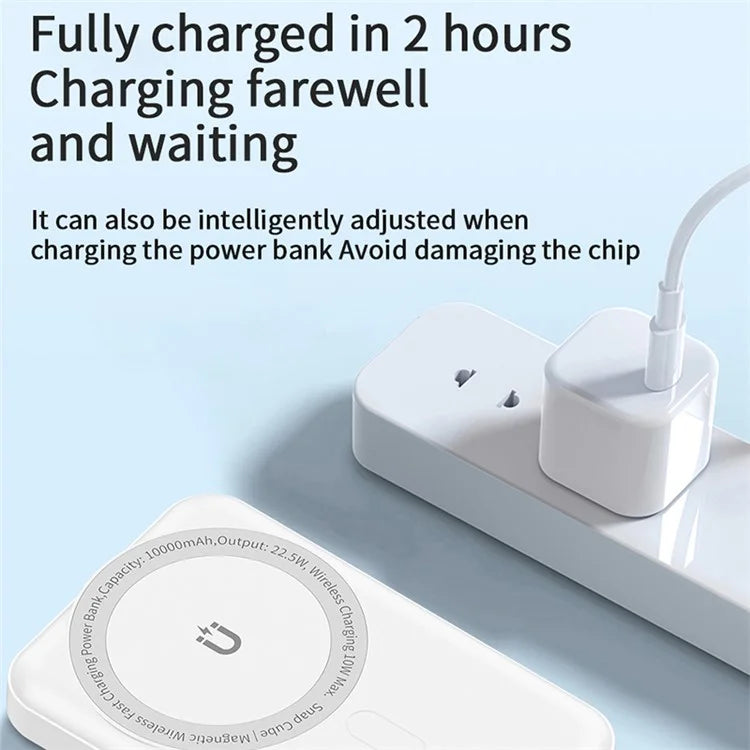WIWU SC10000WHT Snap Cube Power Bank 10000mAh Magnetic Phone Battery Charger for iPhone 12-15 Series