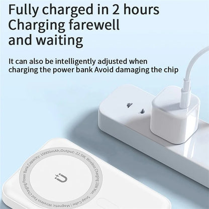 WIWU SC10000WHT Snap Cube Power Bank 10000mAh Magnetic Phone Battery Charger for iPhone 12-15 Series