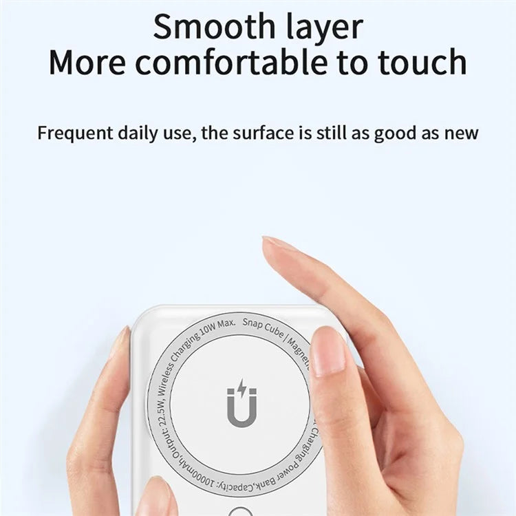 WIWU SC10000WHT Snap Cube Power Bank 10000mAh Magnetic Phone Battery Charger for iPhone 12-15 Series