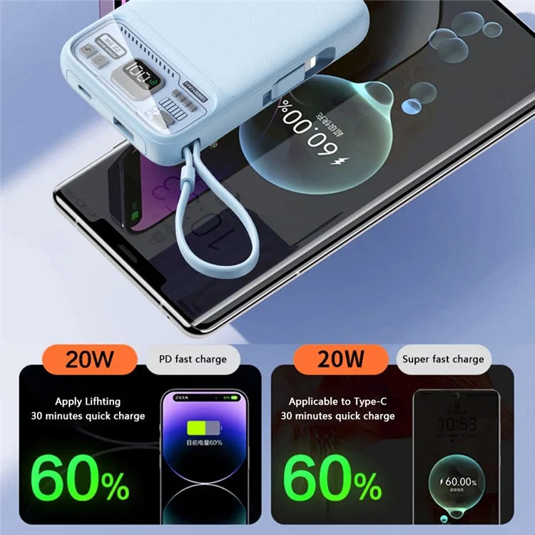 WIWU Wi-P016 10000mAh Magnetic Power Bank 22.5W Fast Charging Phone Battery Charger with Cable