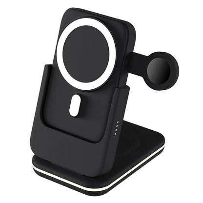 C15 5000mAh Magnetic Power Bank Phone Watch Earphone Wireless Charging Stand