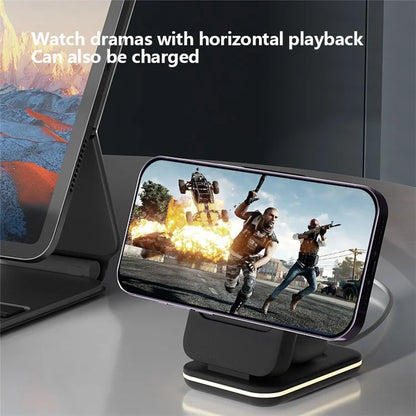 C15 5000mAh Magnetic Power Bank Phone Watch Earphone Wireless Charging Stand