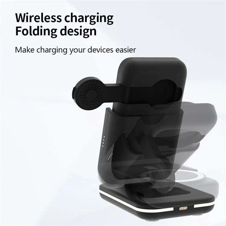 C15 5000mAh Magnetic Power Bank Phone Watch Earphone Wireless Charging Stand