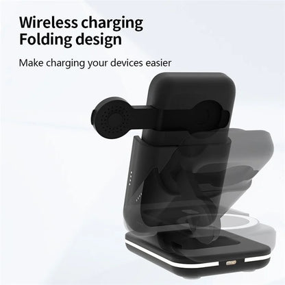 C15 5000mAh Magnetic Power Bank Phone Watch Earphone Wireless Charging Stand