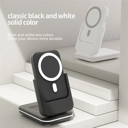 C15 5000mAh Magnetic Power Bank Phone Watch Earphone Wireless Charging Stand