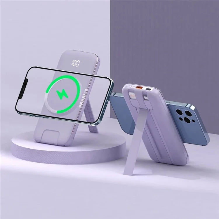 CYKE P3 20000mAh Power Bank Digital Display Built-in 4 Cables Magnetic Phone Wireless Charger