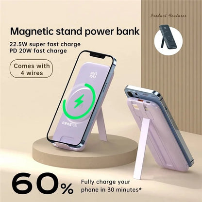 CYKE P3 20000mAh Power Bank Digital Display Built-in 4 Cables Magnetic Phone Wireless Charger