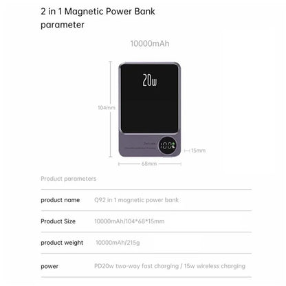 CYKE Q9 Ultra-Thin 15W Magnetic Wireless Charger 10000mAh Power Bank Battery Pack