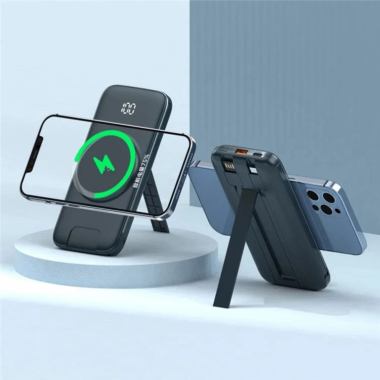 CYKE P3 10000mAh Digital Display Power Bank Built-in 4 Cables Magnetic Phone Wireless Charger