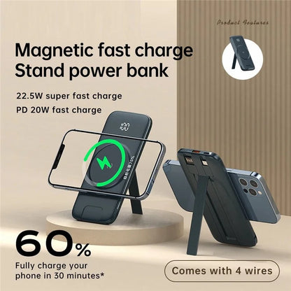 CYKE P3 10000mAh Digital Display Power Bank Built-in 4 Cables Magnetic Phone Wireless Charger