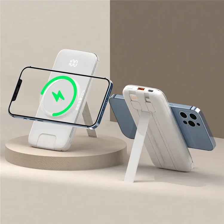CYKE P3 10000mAh Digital Display Power Bank Built-in 4 Cables Magnetic Phone Wireless Charger