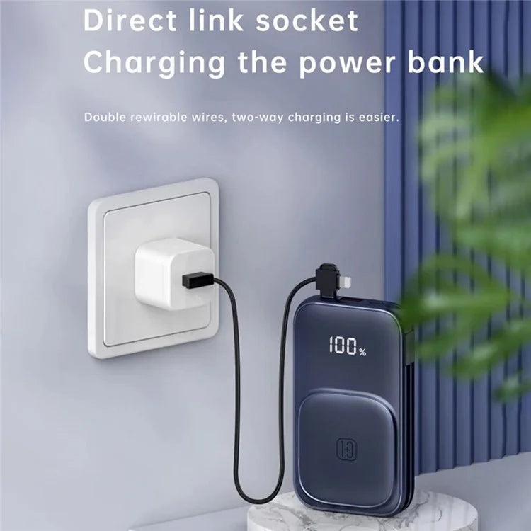 CYKE W1 10000mAh Phone Power Bank Magnetic Wireless Charger with 2 Removable Cables
